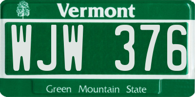 VT license plate WJW376