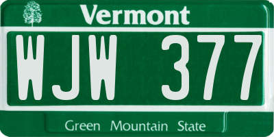 VT license plate WJW377