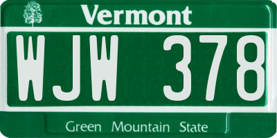 VT license plate WJW378