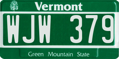 VT license plate WJW379