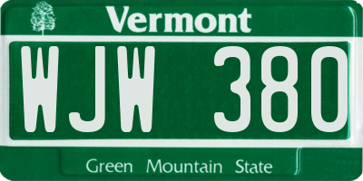 VT license plate WJW380