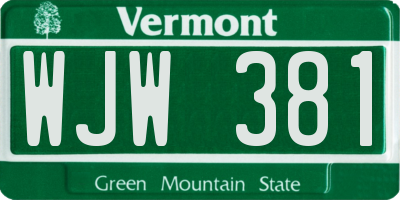 VT license plate WJW381
