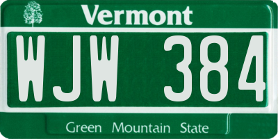 VT license plate WJW384