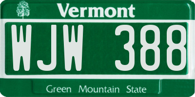 VT license plate WJW388