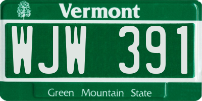 VT license plate WJW391