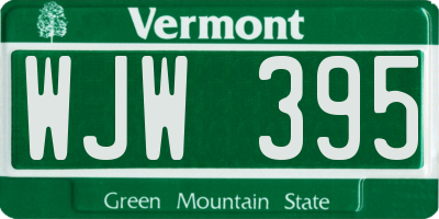 VT license plate WJW395