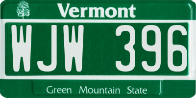 VT license plate WJW396
