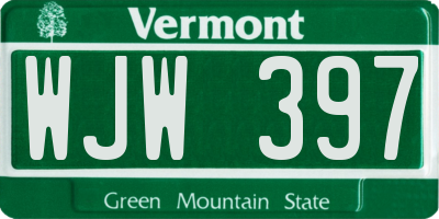 VT license plate WJW397