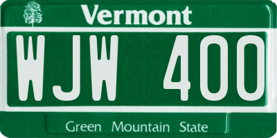 VT license plate WJW400