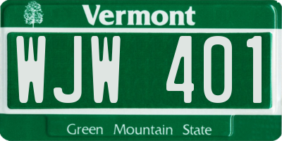 VT license plate WJW401