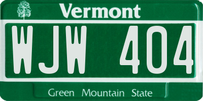 VT license plate WJW404
