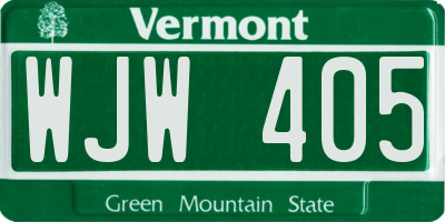 VT license plate WJW405
