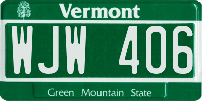VT license plate WJW406