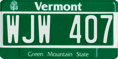 VT license plate WJW407