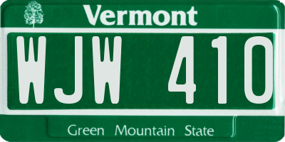 VT license plate WJW410