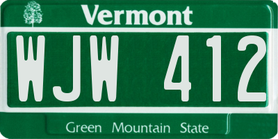 VT license plate WJW412