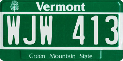 VT license plate WJW413