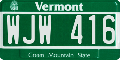 VT license plate WJW416