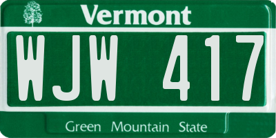 VT license plate WJW417