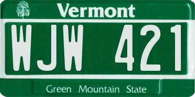 VT license plate WJW421