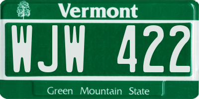 VT license plate WJW422