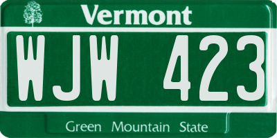 VT license plate WJW423