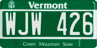 VT license plate WJW426