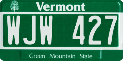 VT license plate WJW427