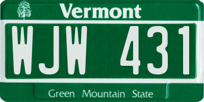 VT license plate WJW431