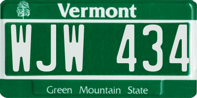 VT license plate WJW434