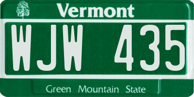 VT license plate WJW435