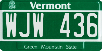 VT license plate WJW436