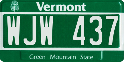VT license plate WJW437