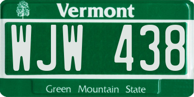 VT license plate WJW438