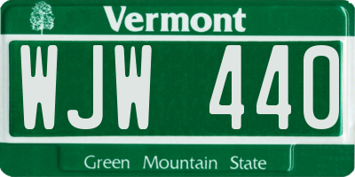 VT license plate WJW440