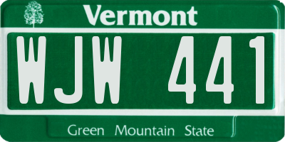 VT license plate WJW441