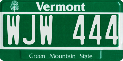 VT license plate WJW444