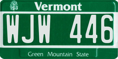 VT license plate WJW446