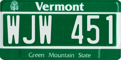 VT license plate WJW451