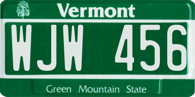 VT license plate WJW456