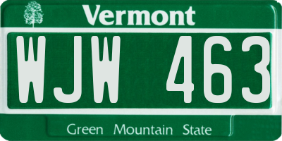 VT license plate WJW463