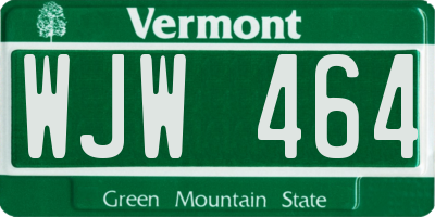 VT license plate WJW464
