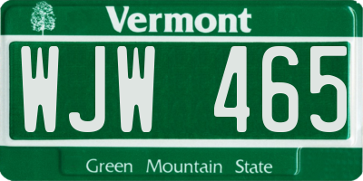VT license plate WJW465
