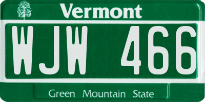 VT license plate WJW466