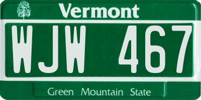 VT license plate WJW467