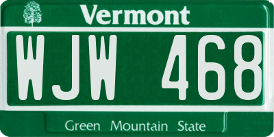 VT license plate WJW468