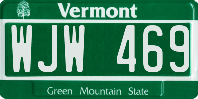 VT license plate WJW469