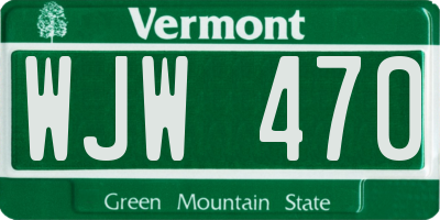 VT license plate WJW470