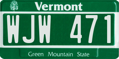 VT license plate WJW471