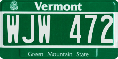 VT license plate WJW472